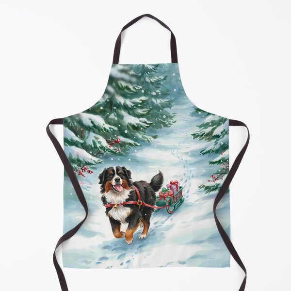 Item preview, Bernese Mountain Dog Pulling Christmas Sled Watercolor Art designed and sold by SellingWSarah17.