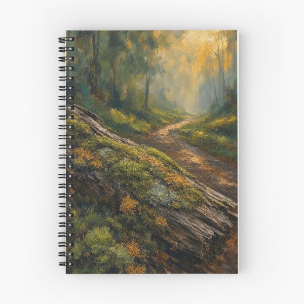 Item preview, Sunlit Forest Path Mossy Log Woodland Art designed and sold by ShieldRockPrints.