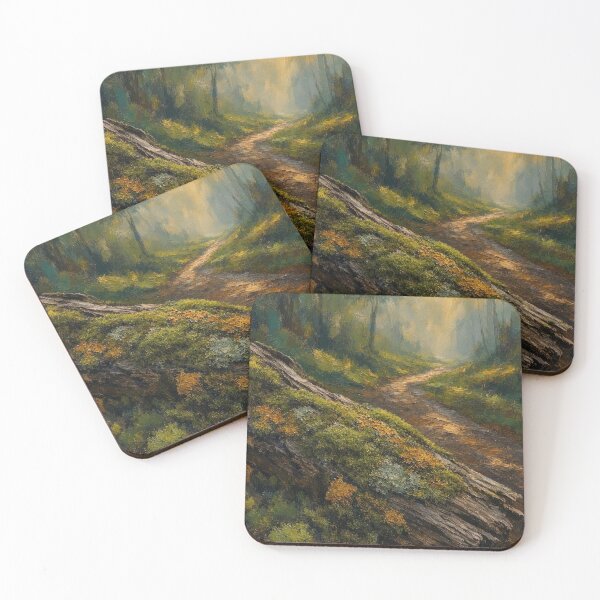 Item preview, Sunlit Forest Path Mossy Log Woodland Art designed and sold by ShieldRockPrints.