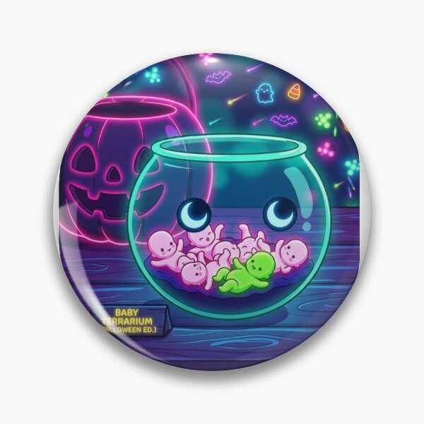 Item preview, Kawaii Spooky Neon Fishbowl with Tiny Babies designed and sold by TheModernMuslimchibi&more .