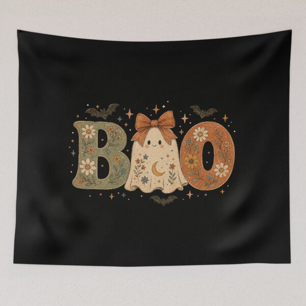 Item preview, Vintage BOO Floral Ghost - Cute Coquette Halloween Ribbon Art designed and sold by WillCraftx.