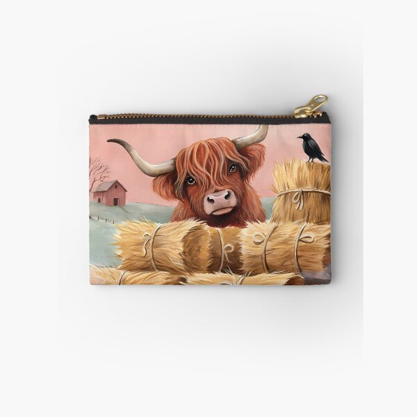 Item preview, Highland Cow Behind Hay Bales Autumn Farm Watercolor Art designed and sold by SellingWSarah17.