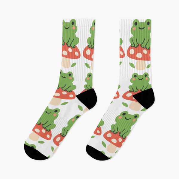 Item preview, Cute Kawaii Frog Sitting on Mushroom - Cottagecore Aesthetic Sticker Vector Design designed and sold by Nubian Style.