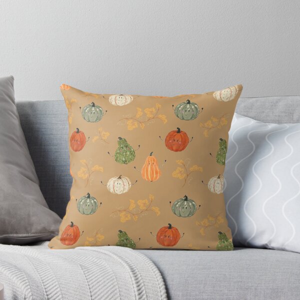 Item preview, Kawaii Autumn Pumpkin Harvest Cozy with Golden Leaves on Caramel designed and sold by somecallmeninastudio .