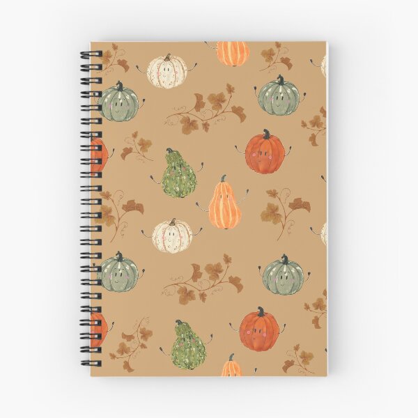 Item preview, Kawaii Autumn Pumpkin Harvest Cozy with Brown Leaves on Caramel  designed and sold by somecallmeninastudio .