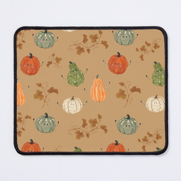 Item preview, Kawaii Autumn Pumpkin Harvest Cozy with Brown Leaves on Caramel designed and sold by somecallmeninastudio .