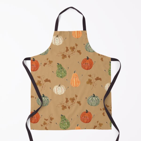 Item preview, Kawaii Autumn Pumpkin Harvest Cozy with Brown Leaves on Caramel  designed and sold by somecallmeninastudio .