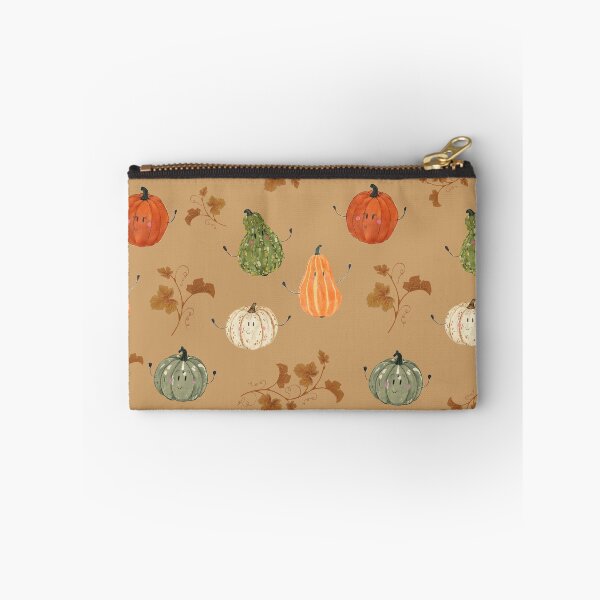 Item preview, Kawaii Autumn Pumpkin Harvest Cozy with Brown Leaves on Caramel  designed and sold by somecallmeninastudio .