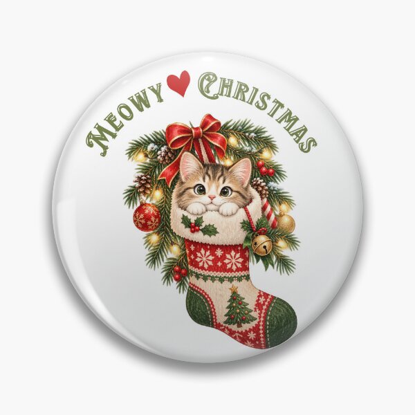 Item preview, Meowy Christmas Kitten in Holiday Stocking designed and sold by mycute-stickers.