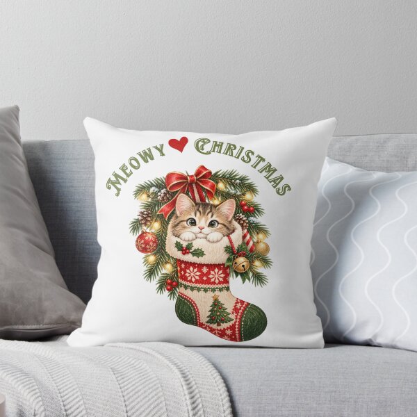 Item preview, Meowy Christmas Kitten in Holiday Stocking designed and sold by mycute-stickers.