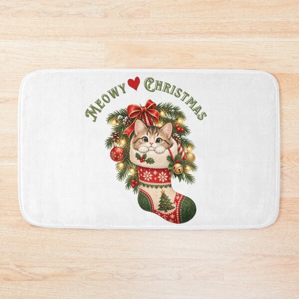 Item preview, Meowy Christmas Kitten in Holiday Stocking designed and sold by mycute-stickers.