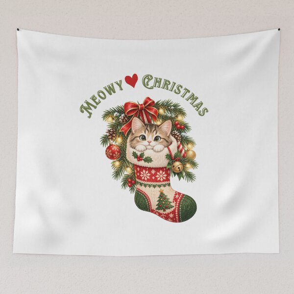 Item preview, Meowy Christmas Kitten in Holiday Stocking designed and sold by mycute-stickers.