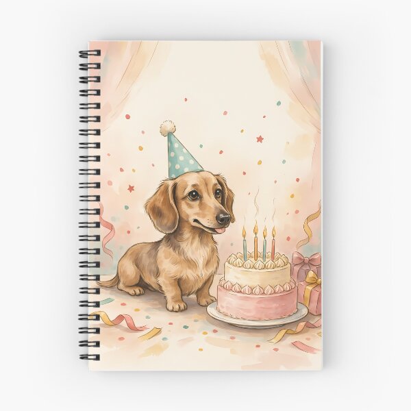 Item preview, Dachshund with Two-Tier Birthday Cake Watercolor Illustration designed and sold by SellingWSarah17.