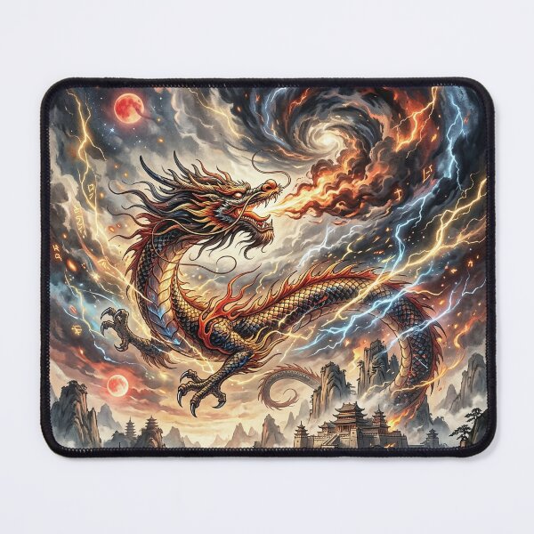 Item preview, Chinese Dragon - Fire and Lightning Fantasy Art designed and sold by Lucid Dream Pixel.