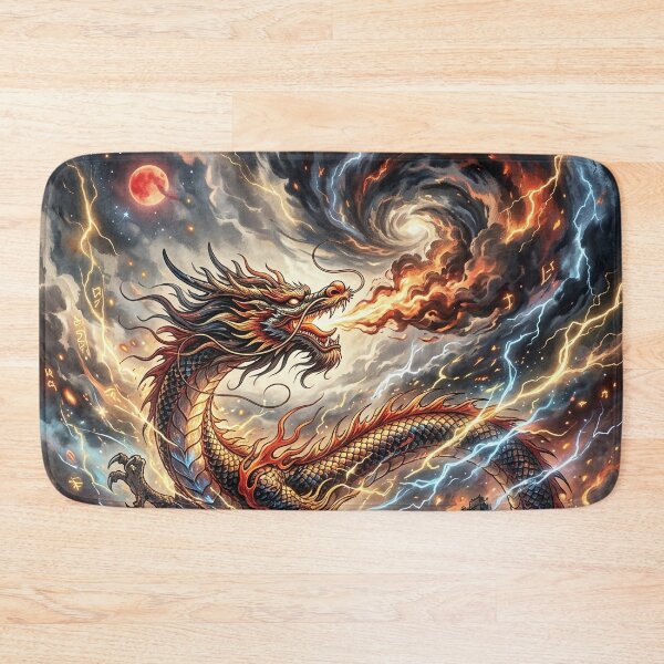 Item preview, Chinese Dragon - Fire and Lightning Fantasy Art designed and sold by Lucid Dream Pixel.