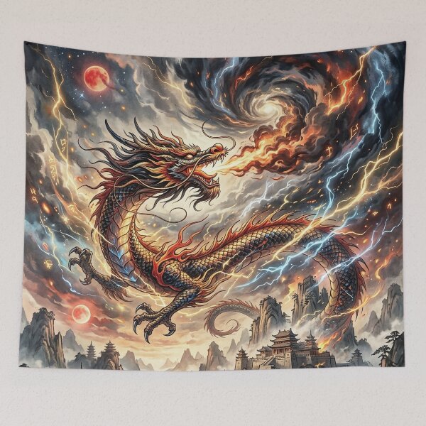 Item preview, Chinese Dragon - Fire and Lightning Fantasy Art designed and sold by Lucid Dream Pixel.
