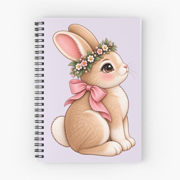 Item preview, Cute Floral Bunny – Cottagecore Rabbit with Flower Crown designed and sold by HO•Designs.