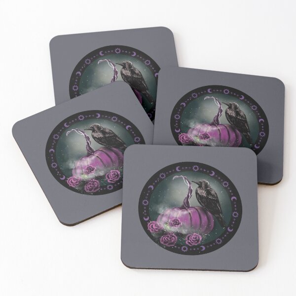 Item preview, Celestial Raven on Purple Pumpkin – Gothic Moonlit Autumn Art designed and sold by ArtistsAtticWI.