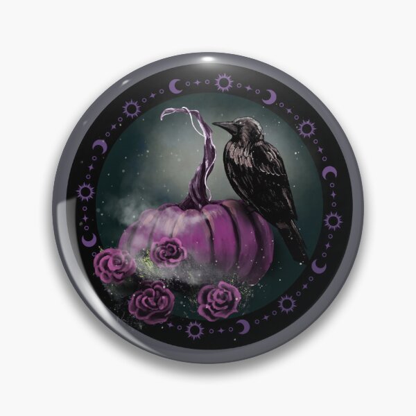 Item preview, Celestial Raven on Purple Pumpkin – Gothic Moonlit Autumn Art designed and sold by ArtistsAtticWI.