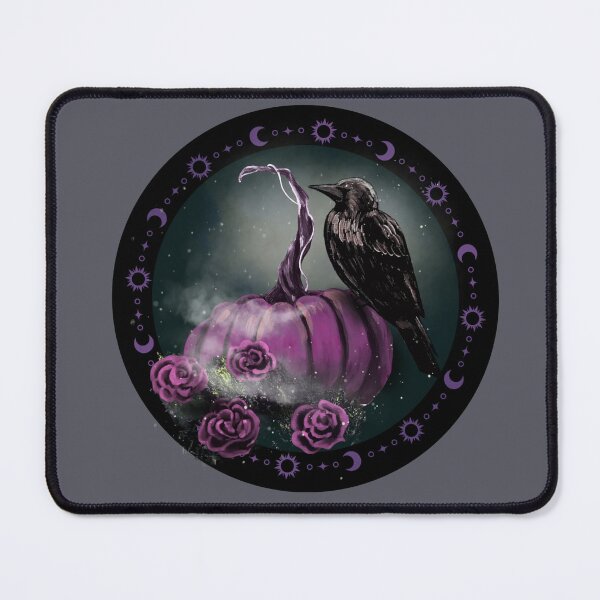 Item preview, Celestial Raven on Purple Pumpkin – Gothic Moonlit Autumn Art designed and sold by ArtistsAtticWI.