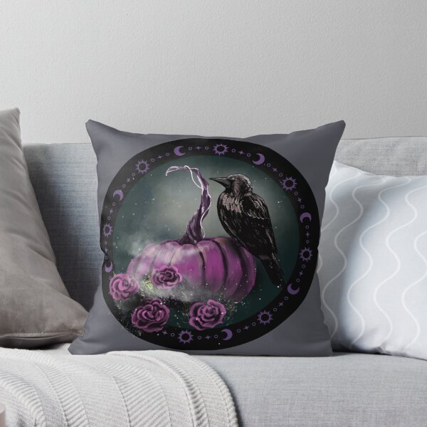 Item preview, Celestial Raven on Purple Pumpkin – Gothic Moonlit Autumn Art designed and sold by ArtistsAtticWI.