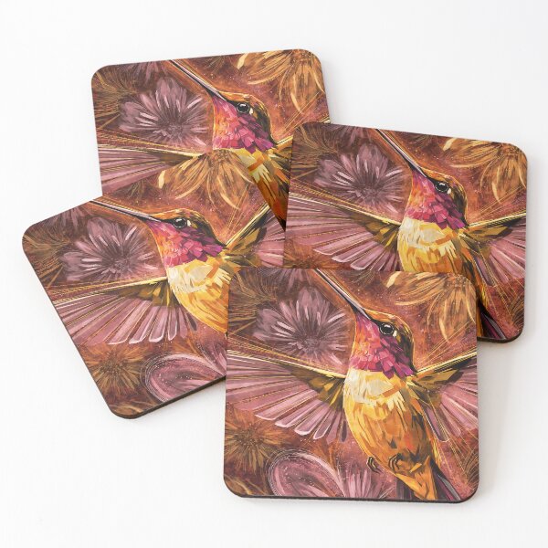 Item preview, Golden Hummingbird Abstract Floral Painting designed and sold by SellingWSarah17.