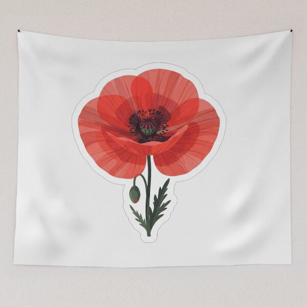 Item preview, Vibrant Red Poppy Flower Botanical Illustration designed and sold by Owcomm.