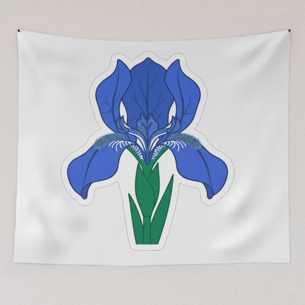Item preview, Vibrant Blue Iris Flower Botanical Illustration designed and sold by Owcomm.