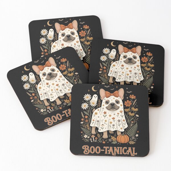 Item preview, Boo-tanical Ghost French Bulldog - Cute Floral Halloween Dog Art designed and sold by WillCraftx.