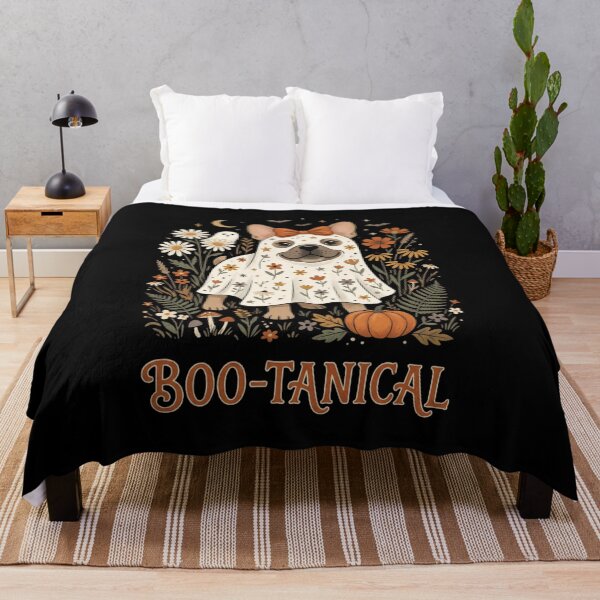 Item preview, Boo-tanical Ghost French Bulldog - Cute Floral Halloween Dog Art designed and sold by WillCraftx.