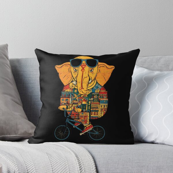 Item preview, Cool Elephant Riding Teal Bicycle City Pattern Contemporary Pop Art designed and sold by PANNARUK THAILAND.