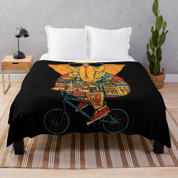 Item preview, Cool Elephant Riding Teal Bicycle City Pattern Contemporary Pop Art designed and sold by PANNARUK THAILAND.