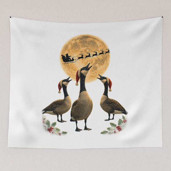 Item preview, Funny Christmas Canada Geese Santa Sleigh Moon Retro Holiday designed and sold by DYAFLK.