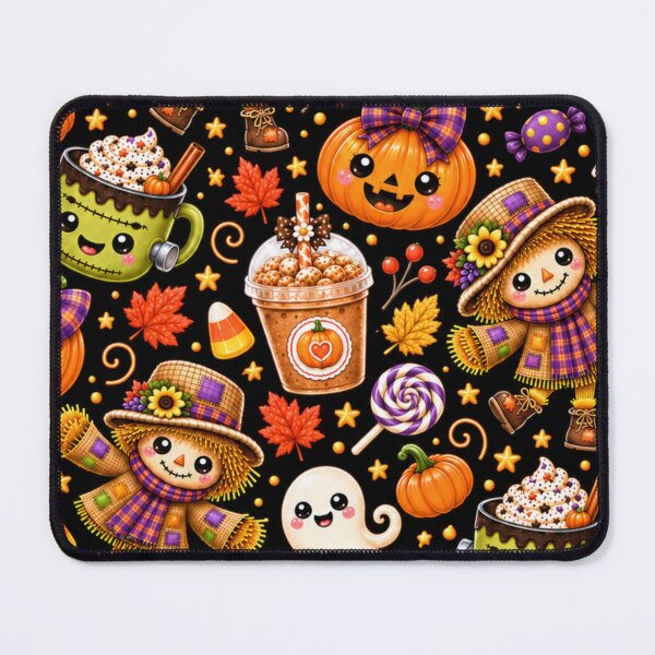 Item preview, Kawaii Halloween Scarecrow Pattern – Cute Ghost, Pumpkin, Frankenstein Mug, Candy Corn & Cozy Fall Drinks designed and sold by ALH Apparel.