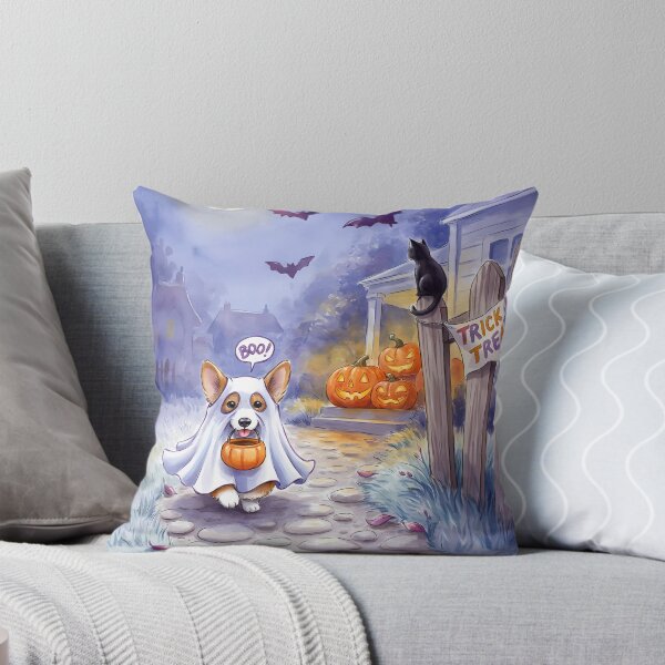 Item preview, Corgi Ghost Costume Trick-or-Treat Halloween Watercolor Art designed and sold by SellingWSarah17.