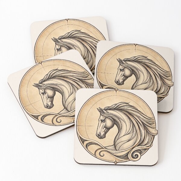 Item preview, Elegant horse in vintage Art Nouveau style designed and sold by thirtyonestars.