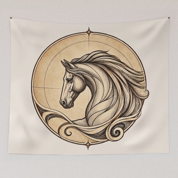 Item preview, Elegant horse in vintage Art Nouveau style designed and sold by thirtyonestars.