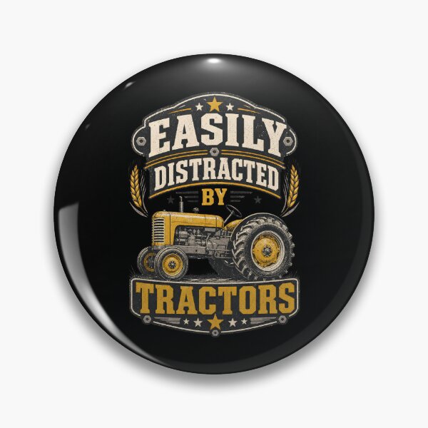 Item preview, Easily Distracted by Tractors Funny Vintage Farmer designed and sold by CalmDownZone ⭐️⭐️⭐️⭐️⭐️.