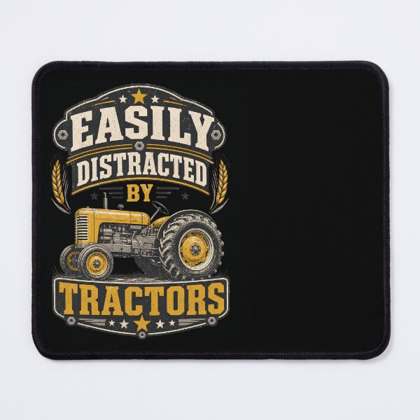 Item preview, Easily Distracted by Tractors Funny Vintage Farmer designed and sold by CalmDownZone ⭐️⭐️⭐️⭐️⭐️.