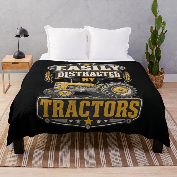 Item preview, Easily Distracted by Tractors Funny Vintage Farmer designed and sold by CalmDownZone ⭐️⭐️⭐️⭐️⭐️.