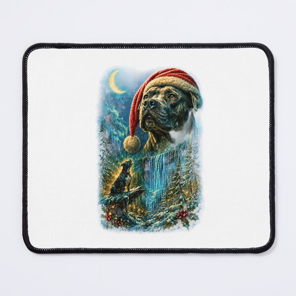 Item preview, Majestic Pitbull Christmas Santa Hat Magical Winter Waterfall Holiday designed and sold by DYAFLK.