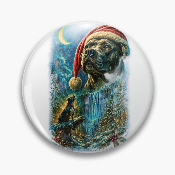 Item preview, Majestic Pitbull Christmas Santa Hat Magical Winter Waterfall Holiday designed and sold by DYAFLK.