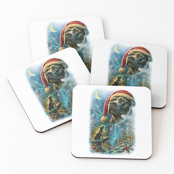 Item preview, Majestic Pitbull Christmas Santa Hat Magical Winter Waterfall Holiday designed and sold by DYAFLK.