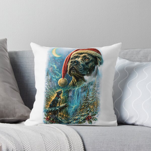 Item preview, Majestic Pitbull Christmas Santa Hat Magical Winter Waterfall Holiday designed and sold by DYAFLK.
