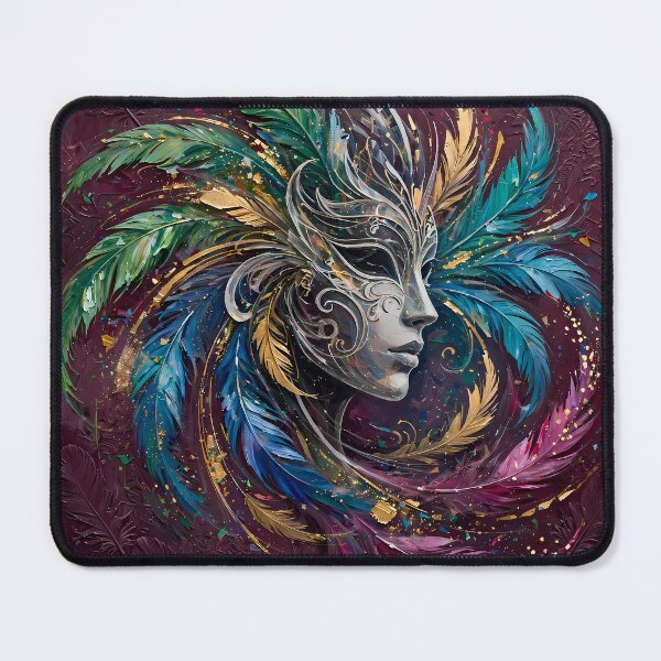 Item preview, Carnival Silver Mask Feather Swirl Art designed and sold by Legend Has It.