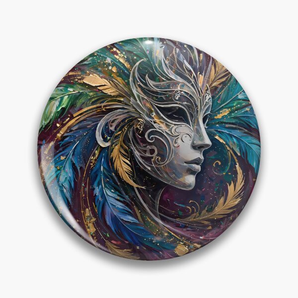 Item preview, Carnival Silver Mask Feather Swirl Art designed and sold by Legend Has It.
