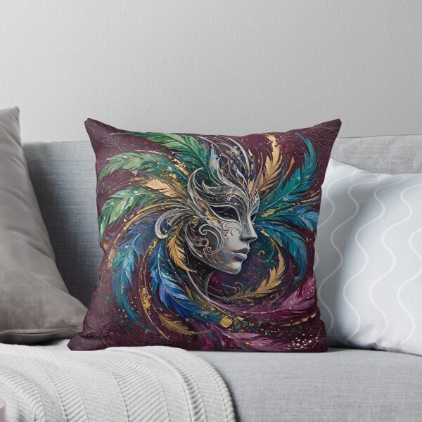 Item preview, Carnival Silver Mask Feather Swirl Art designed and sold by Legend Has It.