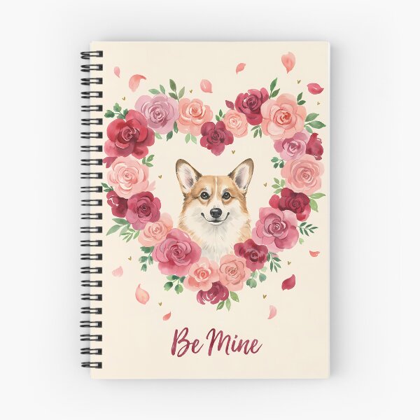 Item preview, Corgi in Heart-Shaped Rose Wreath "Be Mine" Valentine Art designed and sold by SellingWSarah17.