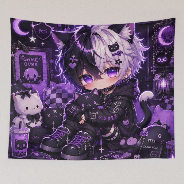 Item preview, Gothic Neko Boy – Kawaii Gamer Cat Aesthetic designed and sold by Revyra Design .