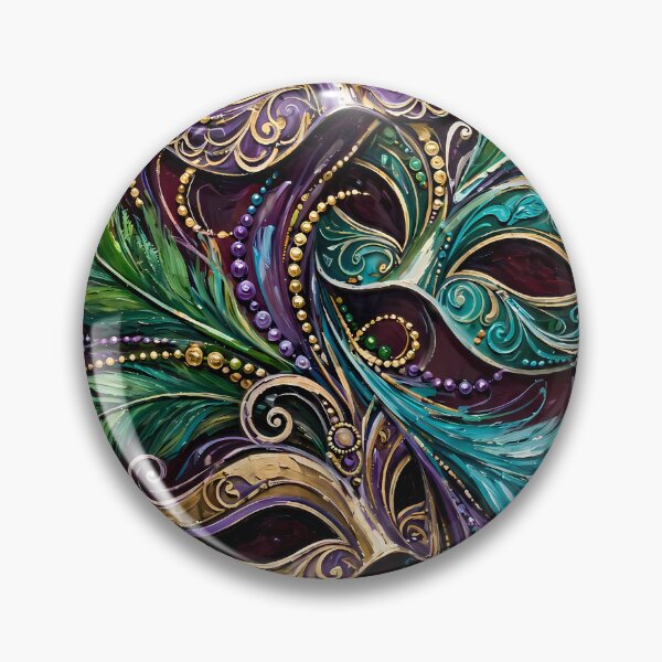 Item preview, Mardi Gras Trio Masks Feathers Beads Art designed and sold by Legend Has It.